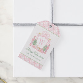 Etiquetas Para Regalos Crestá de Monograma de Cascanueces Rosa Acuarela