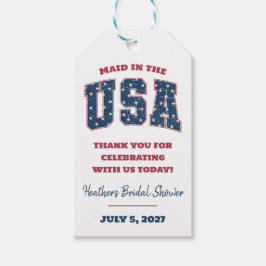 Etiquetas Para Regalos Criada en los EE. UU., estrellas, ducha de novia d