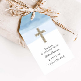 Etiquetas Para Regalos Cristalización del bautismo del chico azul acuarel