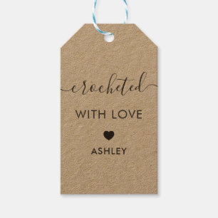 Etiquetas Para Regalos Crochet with Love, Handmade Gift Tag, Kraft