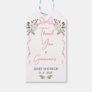 Etiquetas Para Regalos Croquette Pink Bow Floral Baby Shower Gigante Etiq