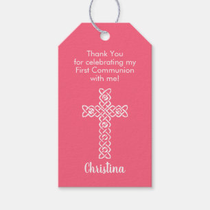 Etiquetas Para Regalos Cross Watermelon Communia Rosa Bautismo Christen