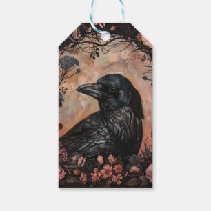 Etiquetas Para Regalos Crow "Cottage Core", país floral. Gótico