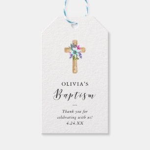 Etiquetas Para Regalos Cruce floral de acuarela de color rústico luce bau