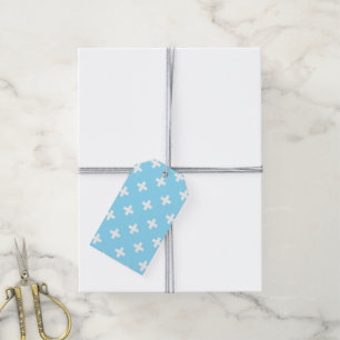 Etiquetas Para Regalos Cruces de polka blanco sobre azul bebé