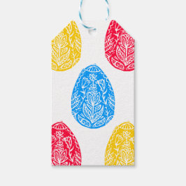 Etiquetas Para Regalos Crudo de huevo de pascua floral azul/rojo/amarillo