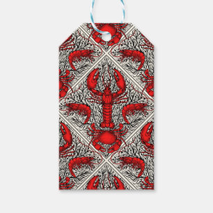 Etiquetas Para Regalos Crustáceo en rojo, negro y marfil
