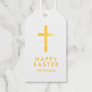 Etiquetas Para Regalos Cruz de Pascua Elegante Personalizada