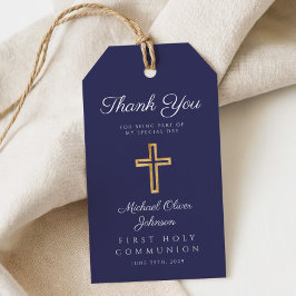 Etiquetas Para Regalos Cruz religiosa azul marino niño primera comunión
