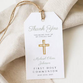 Etiquetas Para Regalos Cruz religiosa verde salvia primera comunión