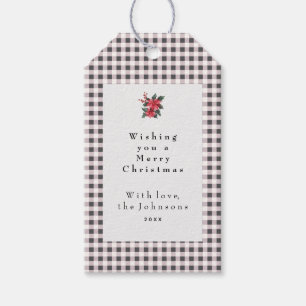 Etiquetas Para Regalos Cuadros de Gingham en Negro y Blanco Navidad Perso