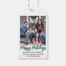 Etiquetas Para Regalos Cualquier texto de moda Brushed Green Script & Pho