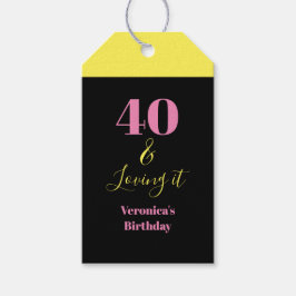 Etiquetas Para Regalos Cuarenta y lo Amo Cumpleaños 40 Cumpleaños Amarill