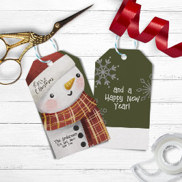 Etiquetas Para Regalos Cuato Snowman Snowflakes Feliz Navidad