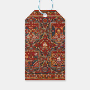Etiquetas Para Regalos Cuatro Mandalas Budistas del Tíbet Central