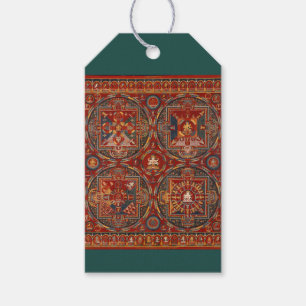 Etiquetas Para Regalos Cuatro Mandalas Budistas del Tíbet Central