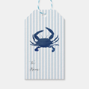 Etiquetas Para Regalos Cubierta azul de cangrejo pintado en la costa de f