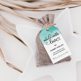 Etiquetas Para Regalos Cuchara de color de agua verde azulada hecha con l