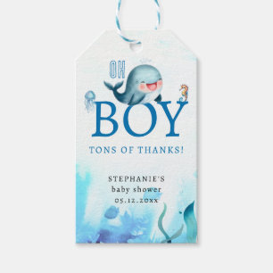 Etiquetas Para Regalos Cuesta Ballena Bajo El Mar Watercolor Boy Baby Sho