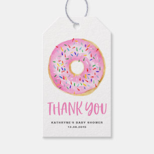 Etiquetas Para Regalos Cuidada acuarela Rosa Donut Baby Shower Gracias