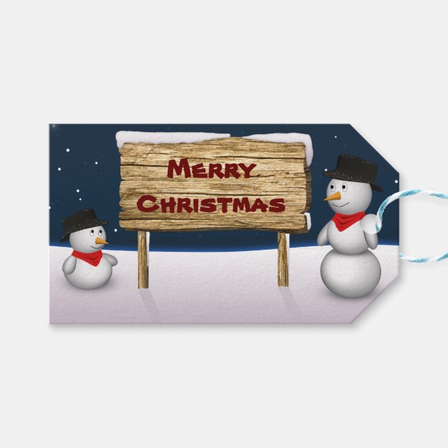 Etiquetas Para Regalos Cuidados hombres de nieve deseando Feliz Navidad (Frente (Horizontal))