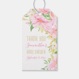 Etiquetas Para Regalos Cuidadosa acuarela floral rosa Baby Shower Gracias