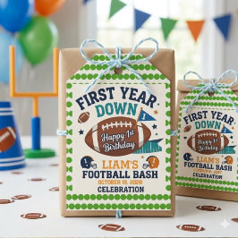 Etiquetas Para Regalos Cumpleaños 1 Fútbol de Primer Año Caído