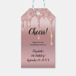 Etiquetas Para Regalos Cumpleaños 21 Rose Gold Dripping Glitter