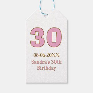 Etiquetas Para Regalos cumpleaños 30 negrita rosa nombre fecha simple mi