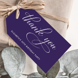 Etiquetas Para Regalos Cumpleaños 50 Elegante Púrpura Agradecimiento