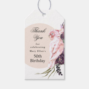 Etiquetas Para Regalos Cumpleaños 50 Personalizado Loro Rosa Boho Botánic