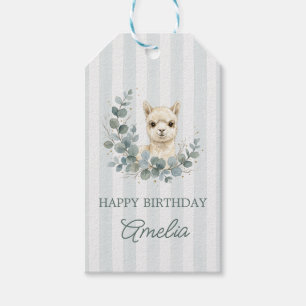 Etiquetas Para Regalos Cumpleaños Adorable Alpaca Acuarela Crema