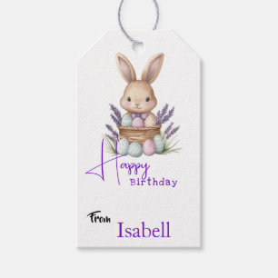 Etiquetas Para Regalos Cumpleaños adorable con tema de conejito