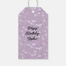Etiquetas Para Regalos Cumpleaños Brillante Destello Lavanda Femenino