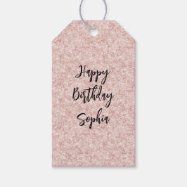 Etiquetas Para Regalos Cumpleaños Brillo Rosa Rubor