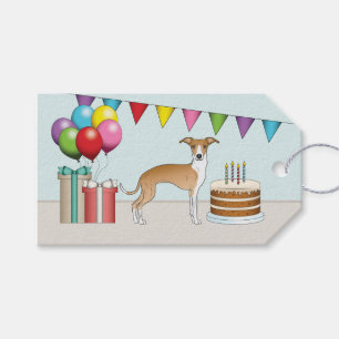 Etiquetas Para Regalos Cumpleaños Colorido de Galgo Italiano Ciervo y Bla