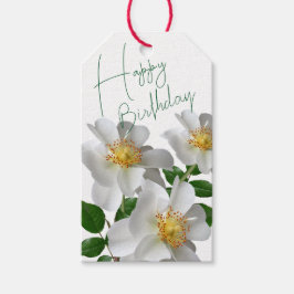 Etiquetas Para Regalos Cumpleaños con flor blanca