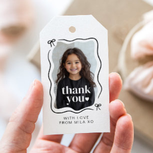 Etiquetas Para Regalos Cumpleaños con foto y borde ondulado