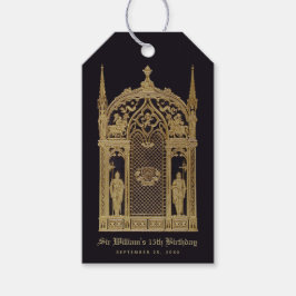 Etiquetas Para Regalos Cumpleaños con temática medieval Dorado Negro Caba