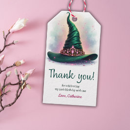 Etiquetas Para Regalos Cumpleaños Corona Rosa Elegante Sombrero de Bruja 