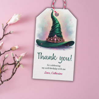 Etiquetas Para Regalos Cumpleaños Corona Rosa Elegante Sombrero de Bruja