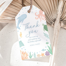 Etiquetas Para Regalos Cumpleaños de Animales del Océano Bajo el Mar