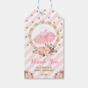 Etiquetas Para Regalos Cumpleaños de Baby Shower del tutú del rosa y de