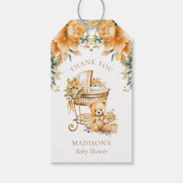 Etiquetas Para Regalos Cumpleaños de bebé en canastilla beige y dorado pe