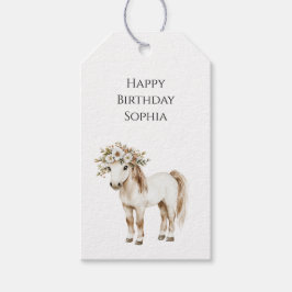 Etiquetas Para Regalos Cumpleaños de caballo de rayas de cuadros blancos
