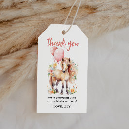 Etiquetas Para Regalos Cumpleaños de Caballo Floral Gracias Por Favor