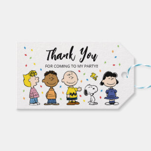 Etiquetas Para Regalos Cumpleaños de Charlie Brown y la pandilla con conf