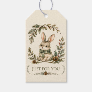 Etiquetas Para Regalos Cumpleaños de conejo de bosque suave Favor de agra