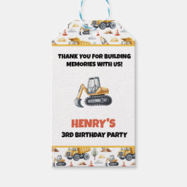 Etiquetas Para Regalos Cumpleaños De Construcción Gracias Nombre Digger
