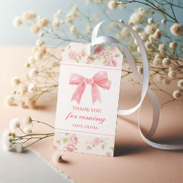 Etiquetas Para Regalos Cumpleaños de Coquette con lazo rosa y rosas